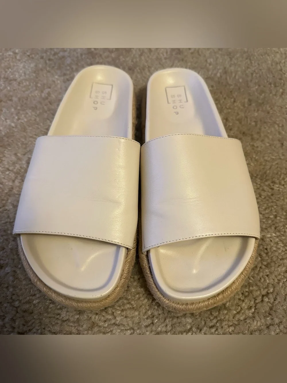 SHU SHOP Women's Crisanta Bone Sandal Slip On Slipper Bone 8.5 Off White Comfy